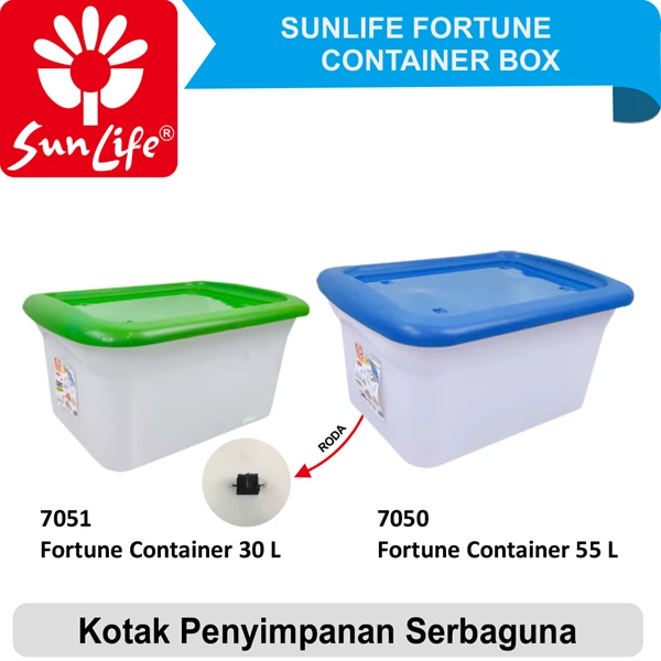 box plastik container fortune 30L dengan roda